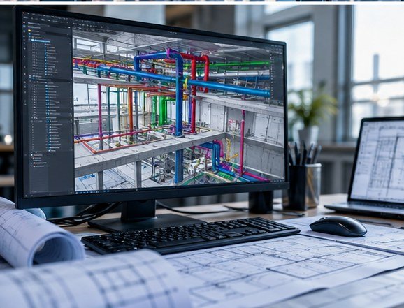 Modelo BIM de instalaciones MEP en software de coordinación